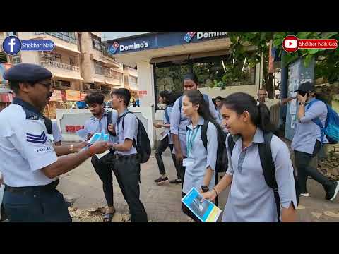 Mapusa Police And Traffic Department Jointly Conduct A Traffic Safety Awareness Drive!!