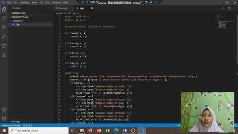 Program membuat kalkulator sederhana python menggunakan aplikasi visual studio code