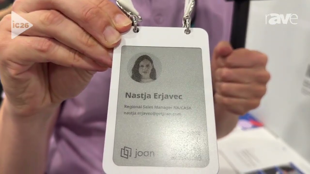 InfoComm 2026: Joan Demos ePaper Badge at Almo ProAV Booth