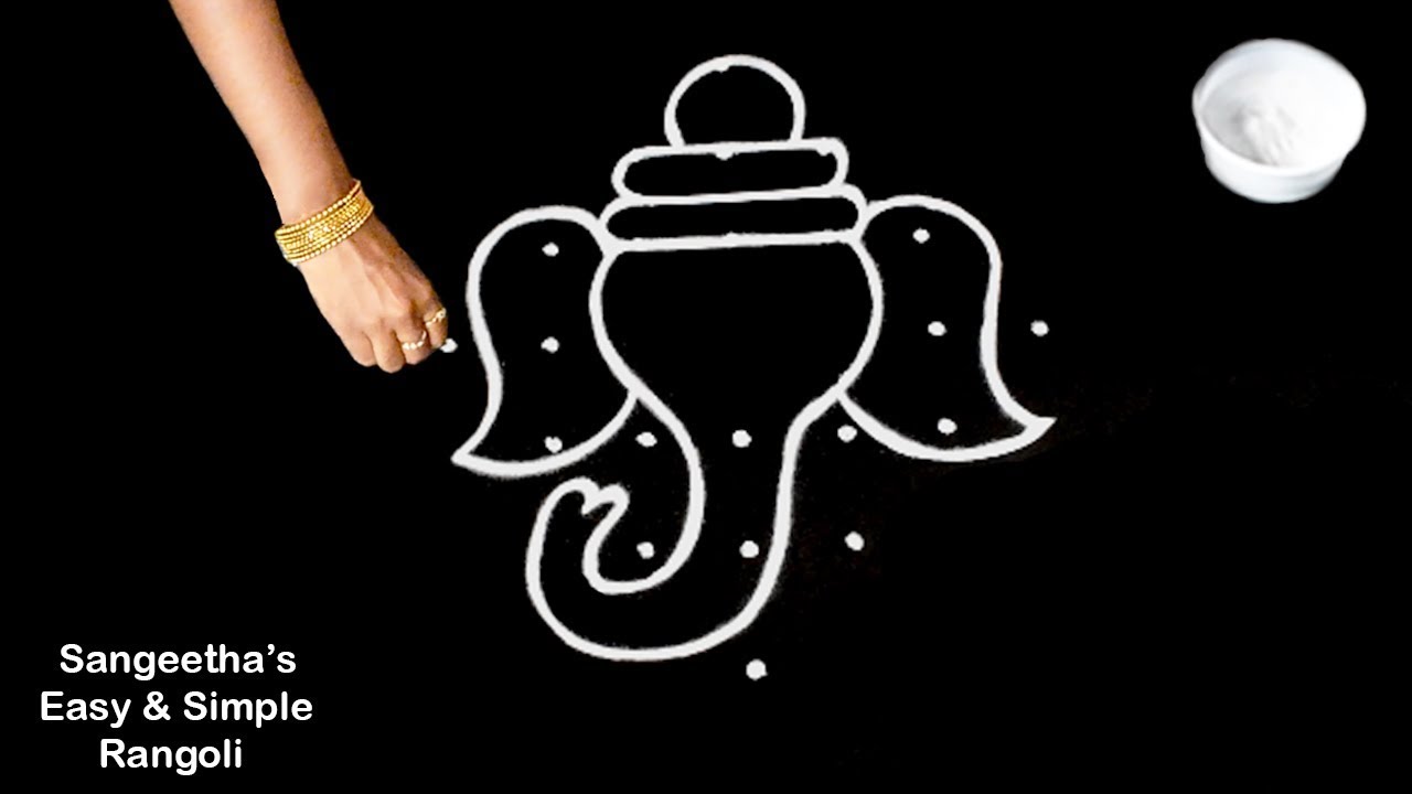 Easy Ganesh festival kolam design | Simple rangoli and Beautiful ...