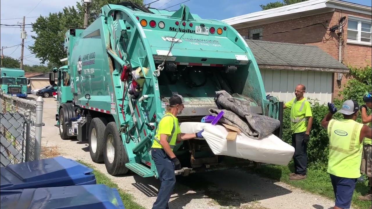 Homewood Disposal McNeilus Rear Loader Garbage Trucks Packing Bulk