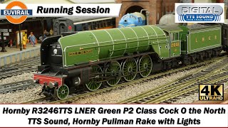 Hornby R3246TTS LNER Green 2-8-2 P2 Class 'Cock O the North' No.2001 Pullman Rake with lights