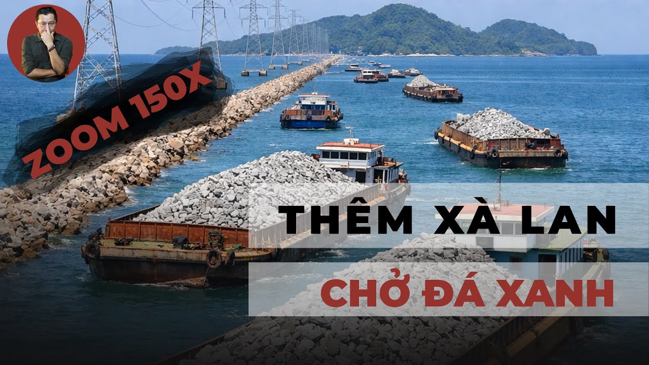 Đường vượt biển Hà Tiên có thêm nhiều xà lan chở đá tảng xanh