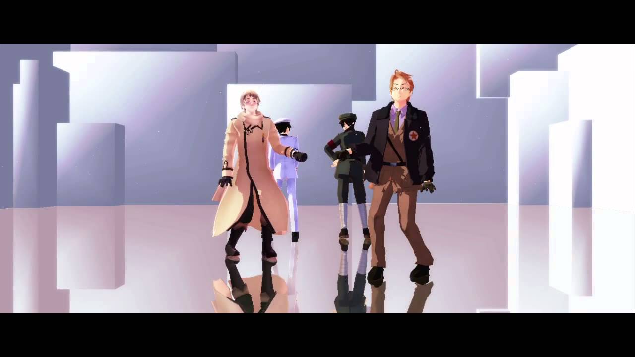 【APヘタリアMMD】米露中日で被害妄想携帯女子（笑）Eng subs