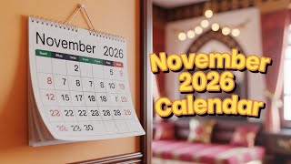 November 2026 Calendar || 2026 November Islamic Calendar 