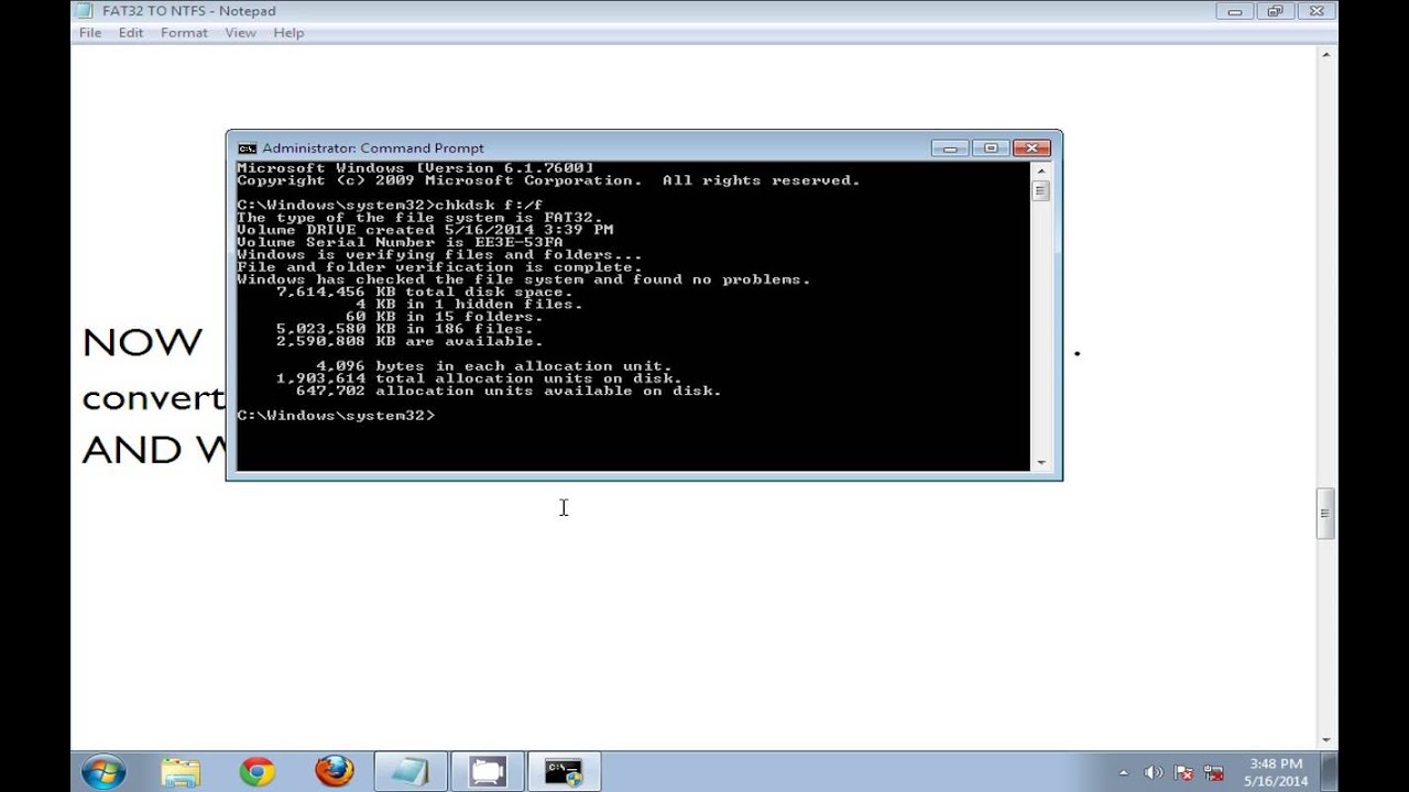 CONVERT FAT32 TO NTFS WITHOUT FORMAT AND LOSING DATA - YouTube