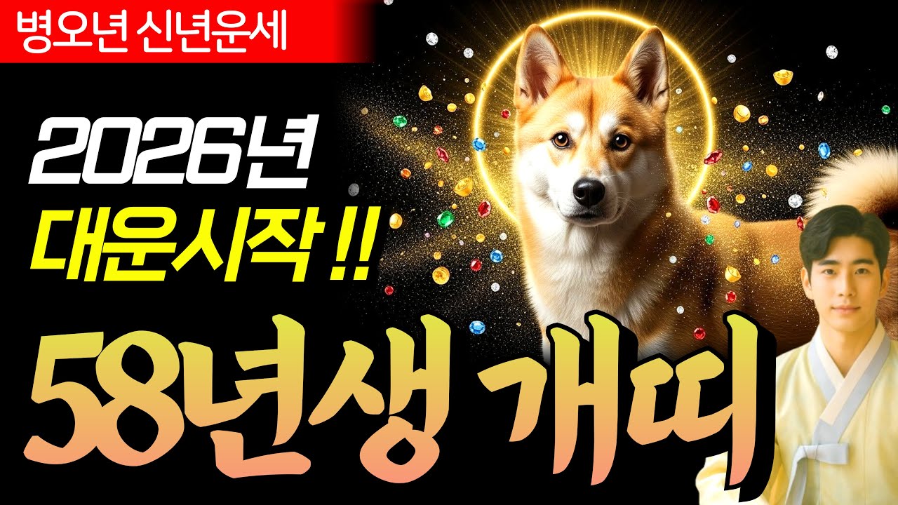 [1958년생 개띠 운세] ✨2026년 병오년 신년운세 총정리 🔮58년생 무술생 월별운세·대운·재물운·건강운·개운법 완벽 해석