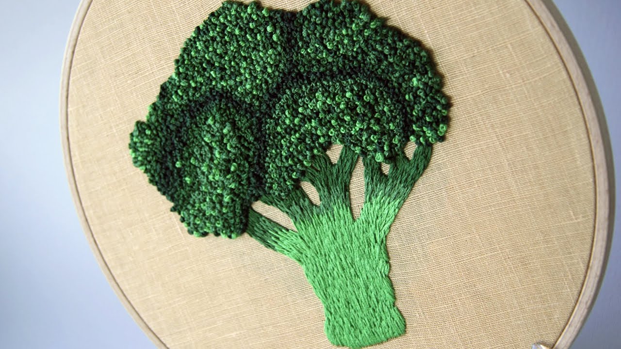 Tiny cross stitch pattern Broccoli.Pattern for beginners