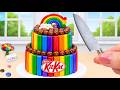 Perfect Mini Rainbow Chocolate Cake 🍫 Colorful KitKat Decorating – Tiny Dessert | Tiny Cakes World