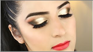 गोल्डन आई मेकअप और स्मोकी आई लाइनर GOLDEN Eye Makeup Smokey Eyeliner Party Wedding Guest