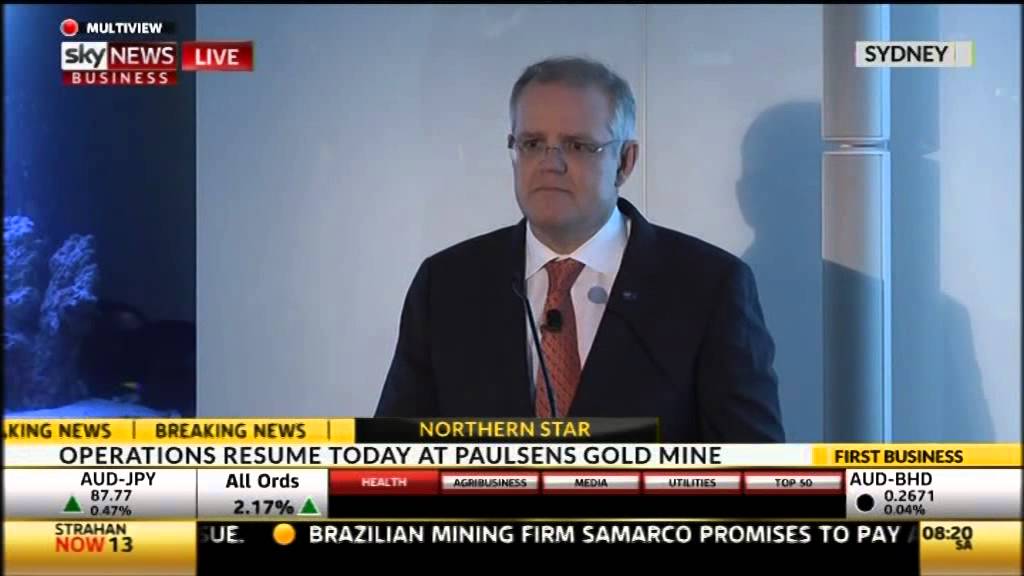 Scott Morrison delivers his speech at the Bloomberg Summit