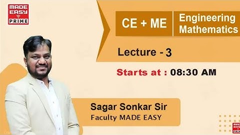 Engineering Mathematics | Lecture 03(A) | MADE EASY | Sagar Sonkar Sir