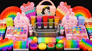 Cute Girl Rainbow Slime Mixing Random Cute | Shiny Things Into Slime | Making By Yo Yo Slime