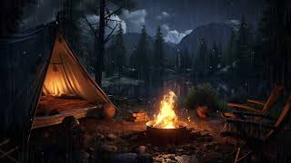 Sleep Instantly When Enjoying to the Sound of Rain on Cozy Tent near Fireplace | Camping in the Rain