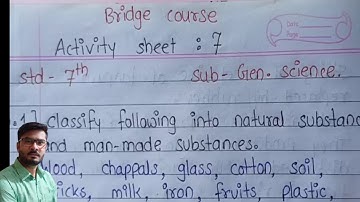 Bridge course day 7 class 7 general science complete activity sheet solution for English medium