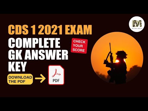 COMPLETE GK ANSWER KEY || CDS 1 2021 EXAM ANSWER KEY || ANSWER KEY OF ...