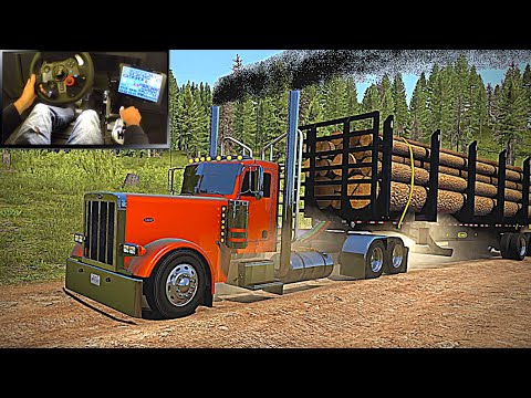 Straight Piped 379 Peterbilt Logging  -  Big Cummins Power  (ATS American Truck Simulator Gameplay)