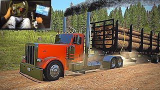 Straight Piped 379 Peterbilt Logging  -  Big Cummins Power  (ATS American Truck Simulator Gameplay) screenshot 4