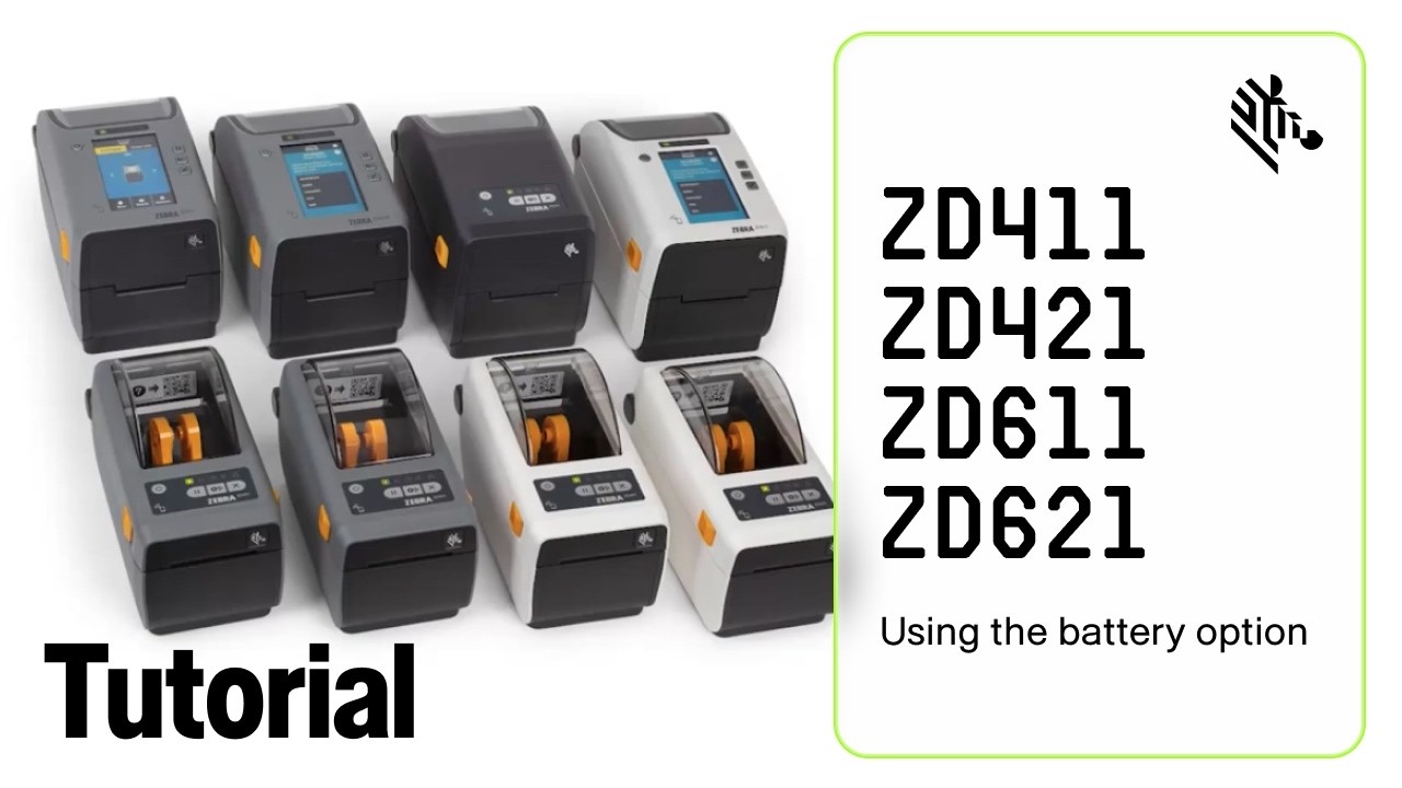 ZD411/ZD421/ZD611/ZD621 Using the Battery Option | Zebra - YouTube