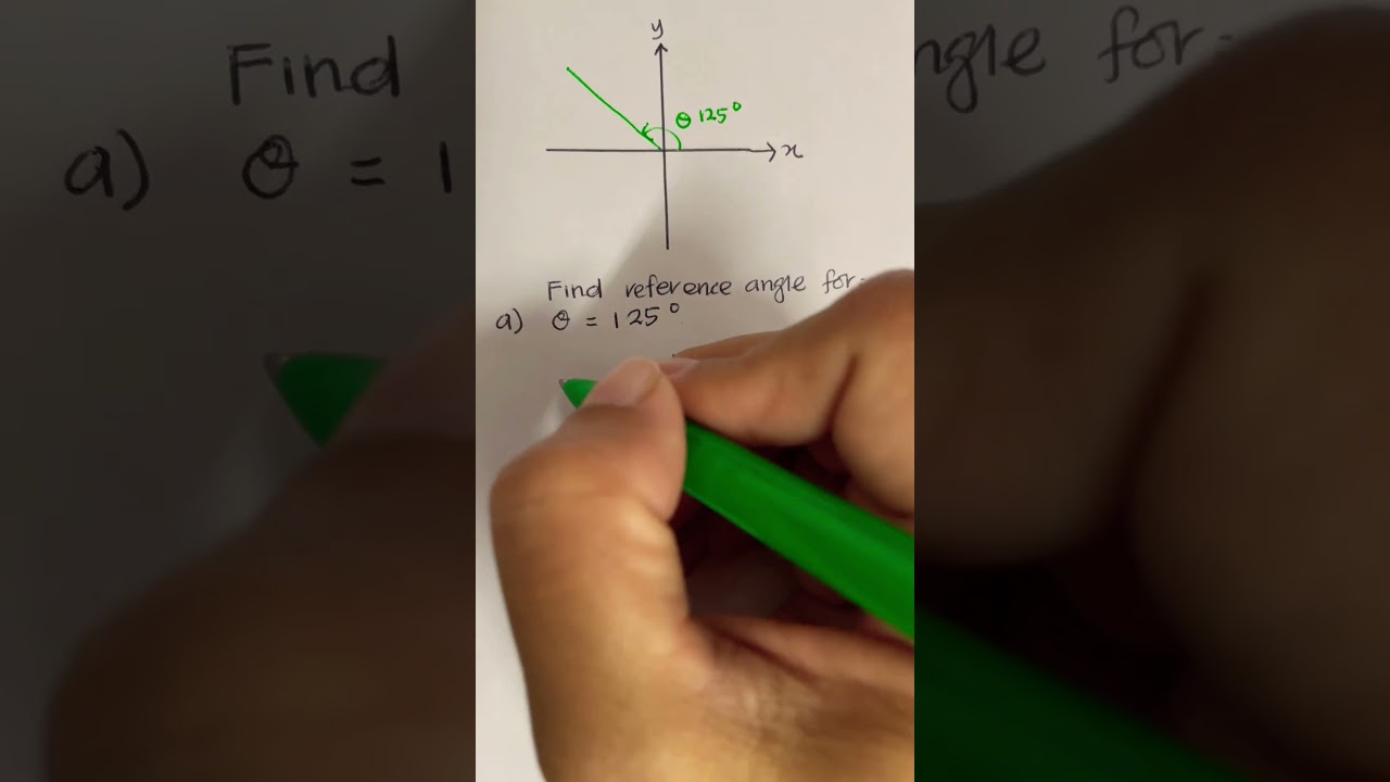 Find reference angle for θ=125 ° #referenceangle #referenceanglequadrant2 #trigonometry #dbm10013
