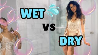 4K Wet Vs Dry Transparent Dress No Panties Bonus In The End See Through Clothes Try On Haul