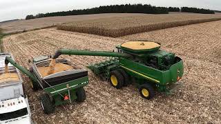 Beautiful Double Fill  John Deere 9770 STS 608C  8230 Brent 672  Harvest 2023 #harvestchaser