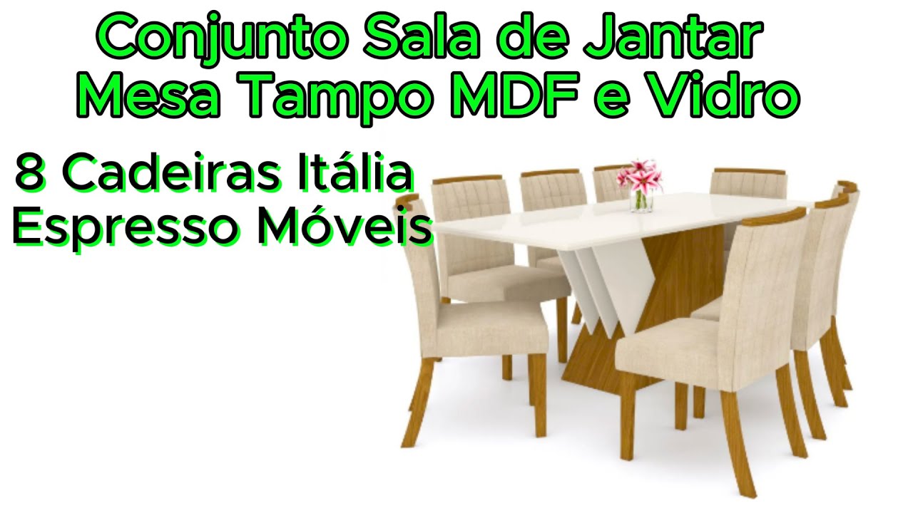 Conjunto Sala de Jantar 8 Cadeiras Itália Espresso Móveis