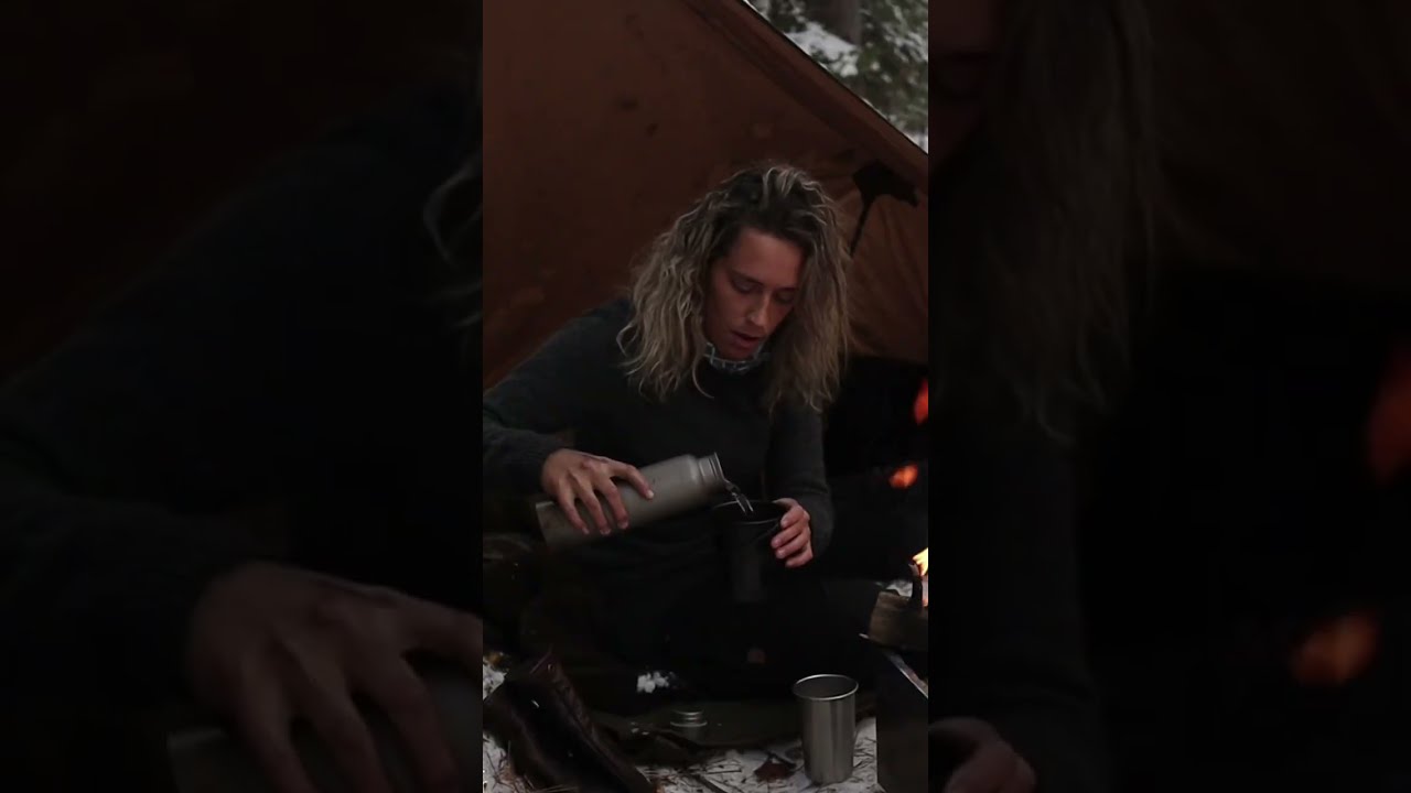 24hr VERY COLD Winter Tarp Camping -22c