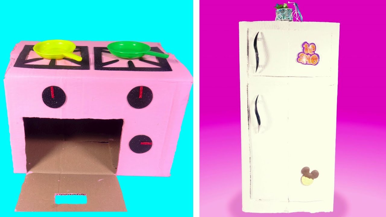 5 GREAT CARDBOARD CRAFTS DIYs YOU CAN MAKE KITCHEN FRIDGE YouTube