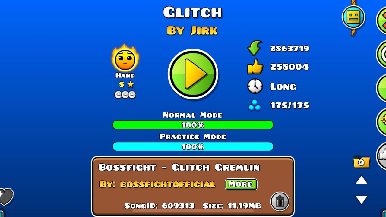GD - Glitch by Jirk - #29 Featured - Complete 100% With All Coins In 1 Attempt