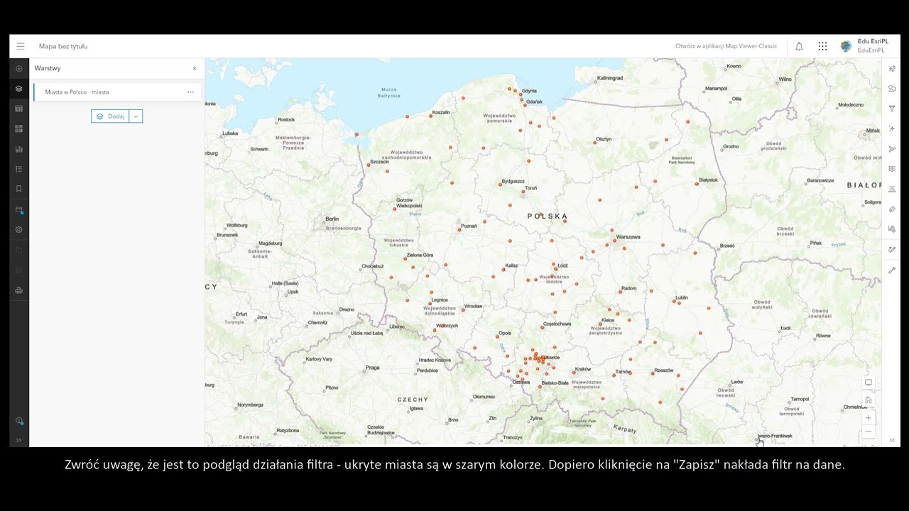ArcGIS Online - Filtrowanie danych w przeglądarce Map Viewer - YouTube