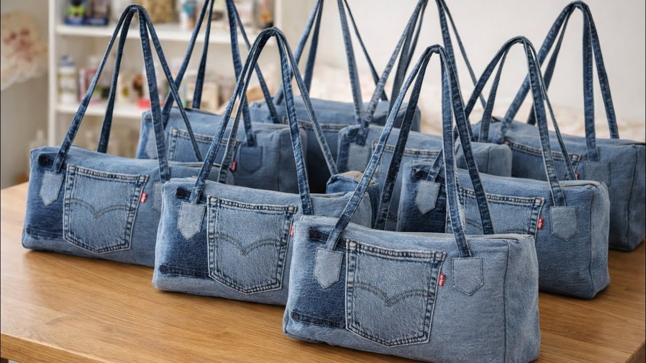 Идеальный апсайклинг 💙 Создание 10 джинсовых сумок