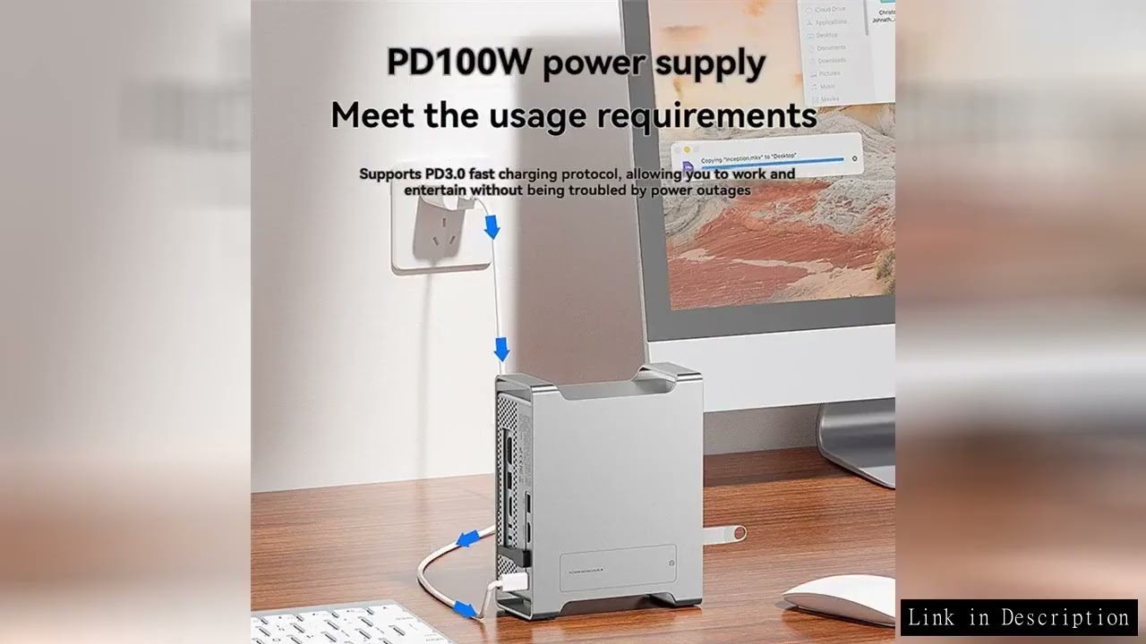 Hot Selling-Dock Stand For Mac Mini With M.2 NVME SSD Enclosure 8TB Max 10Gbps SD/TF USB C HUB Docki