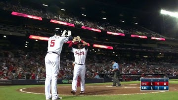 PHI@ATL: Swanson hits a home run to left field