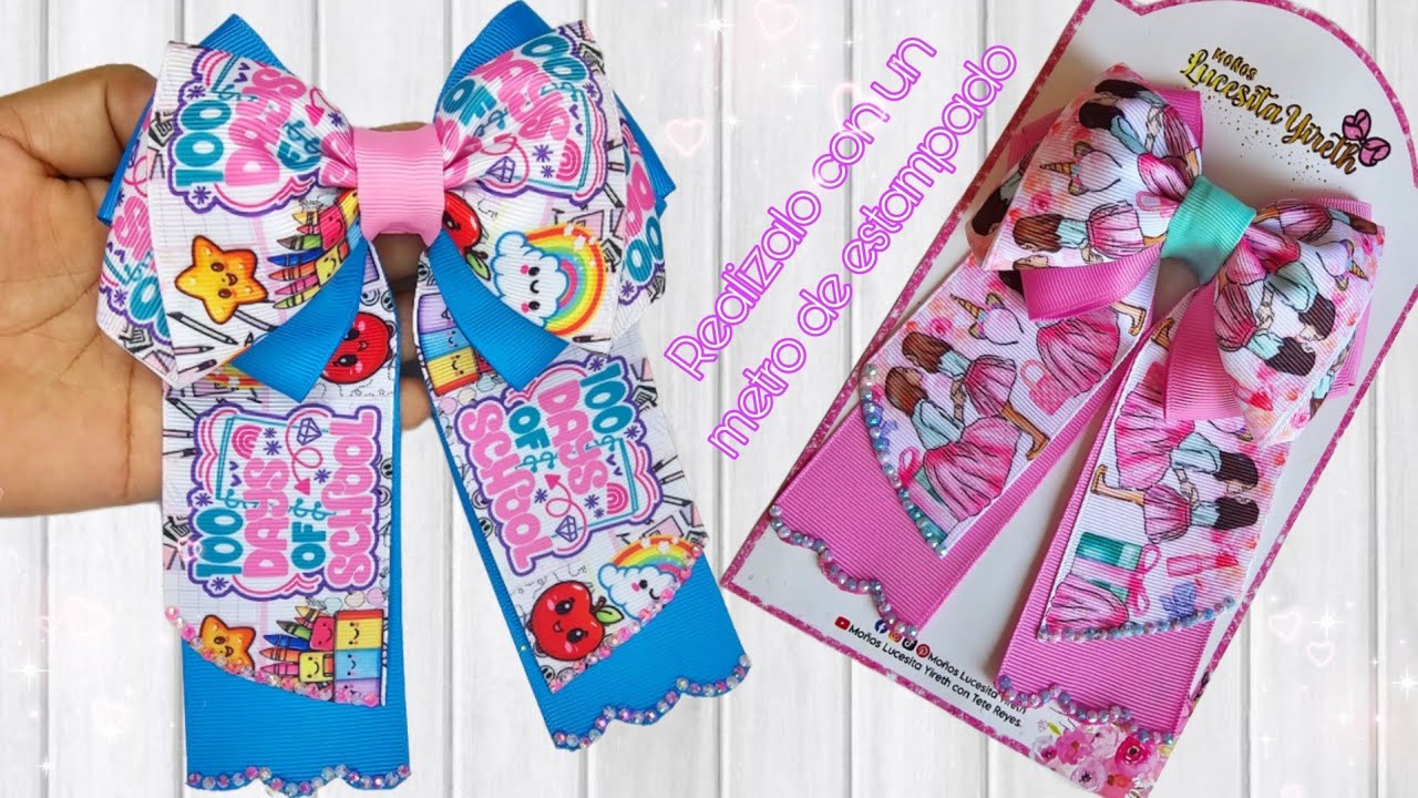 Moño Ruso con listón de 5 cm🎀solo un metro de liston#hairbows #laços #tutorial #lazos #facil