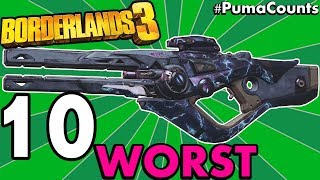10 WORST GUNS AND WEAPONS IN BORDERLANDS 3 (Worst Legendaries & Unique Weapons) NO DLC #PumaCounts