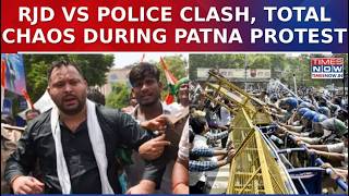 Patna Protest Turns Chaotic| Police Use Water Cannons, Angry RJD Supporters Scale Barricades | Watch