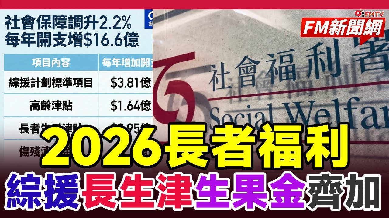🍊2026綜援長生津生果金齊齊加！2.2%增幅詳情曝光，每月多幾十蚊幫到基層，政府機制調整應對通脹全分析︱#fm新聞網 #綜援 #長生津 #生果金 #長者福利 #社署津貼 #政府福利開支