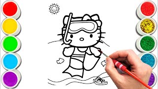 Hello Kitty Submarine Fun Drawing, Painting & Coloring For Kids and Toddlers_ Child Art