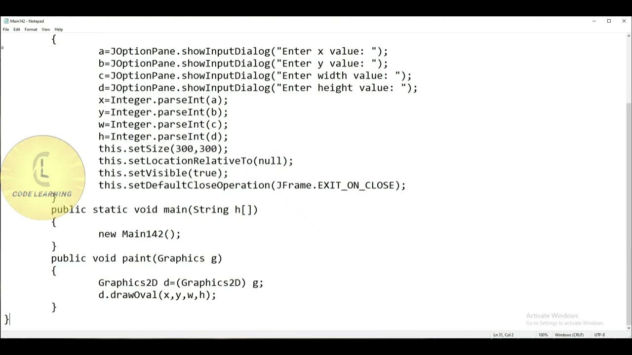 Java | Graphics2D 'drawOval() - user input' | CodeLearning - YouTube