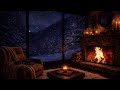 Snowy Cabin Fireplace &amp; Cat ❄️🔥 Relaxing Winter Night Ambience (Live)