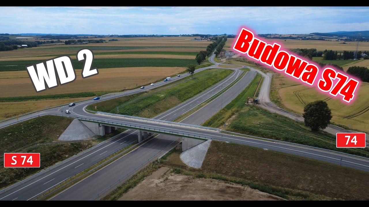 Budowa Drogi Ekspresowej S74: Obwodnica Opatowa - wiadukt WD 2 pod ruchem | Dron | DJI Mini 4K