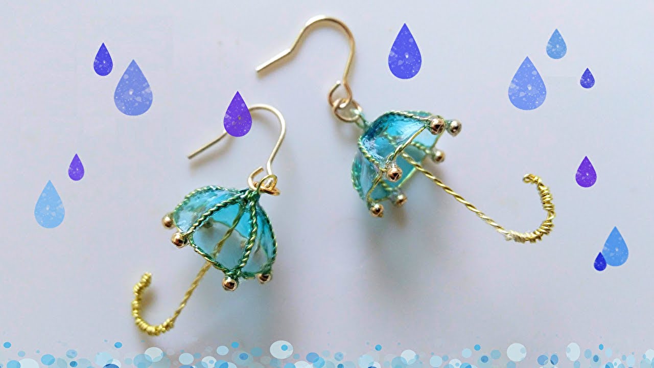 ディップアート】コロコロかわいい傘のピアス♪How to make umbrella