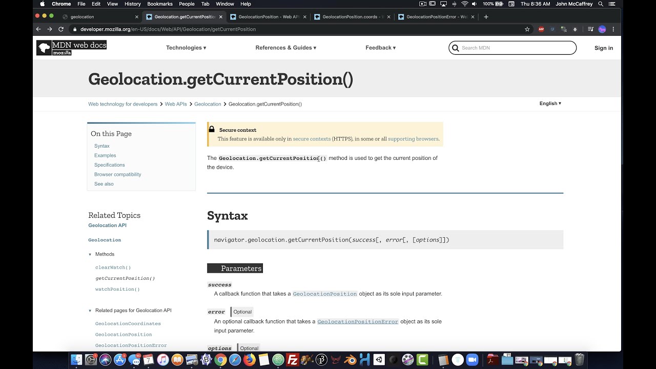 Javascript geolocation api youtube