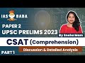 Detailed analysis of upsc prelims 2023  csat  reading comprehension  answer key explanation