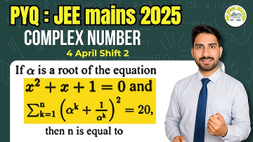 If α is a root of the equation x² + x +1=0 and ∑(αⁿ + 1/αⁿ)² = 20, then n is equal to