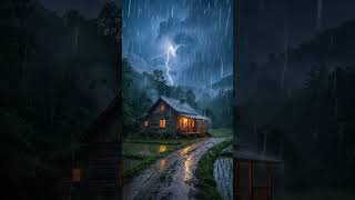 Calm Rainy Village Night 🌧️ Cozy Thunder for Better Sleep #rain  #sleep  #asmr