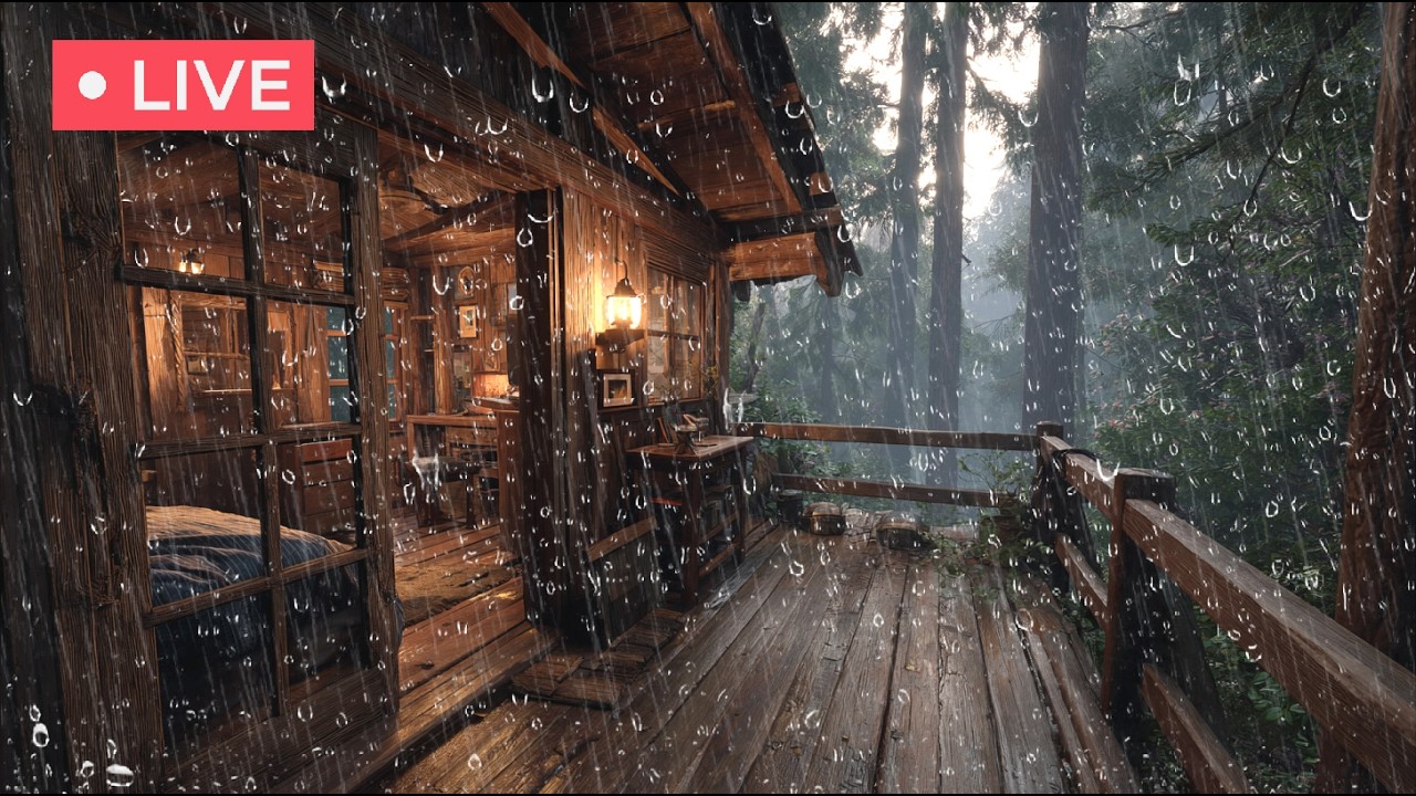 🔴LIVE | Quiet Cabin in the Woods | Rain Sounds for Deep Focus, Studying ...