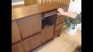 【デザイン家具.com】 高級家具 北欧デザインのマガジンラック フラップ扉 ウォールナット 幅143