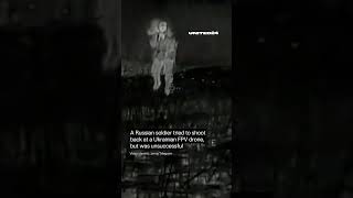 Russian Soldier Unsuccessfully Tried To Shoot Back At Ukrainian Drone